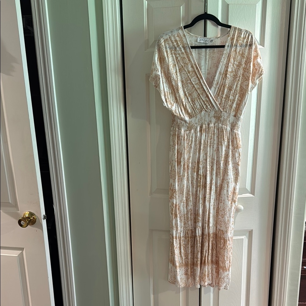 Petal & Pup Cream Wrap Pleated Midi Dress